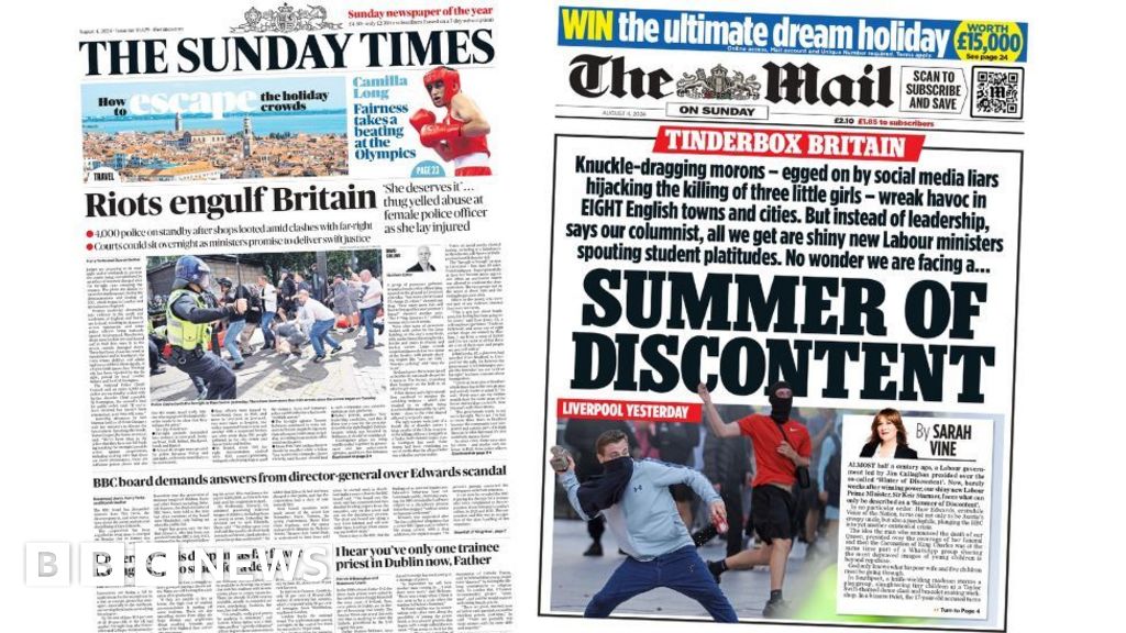 The Papers: 'Riots engulf Britain' and 'summer of discontent'